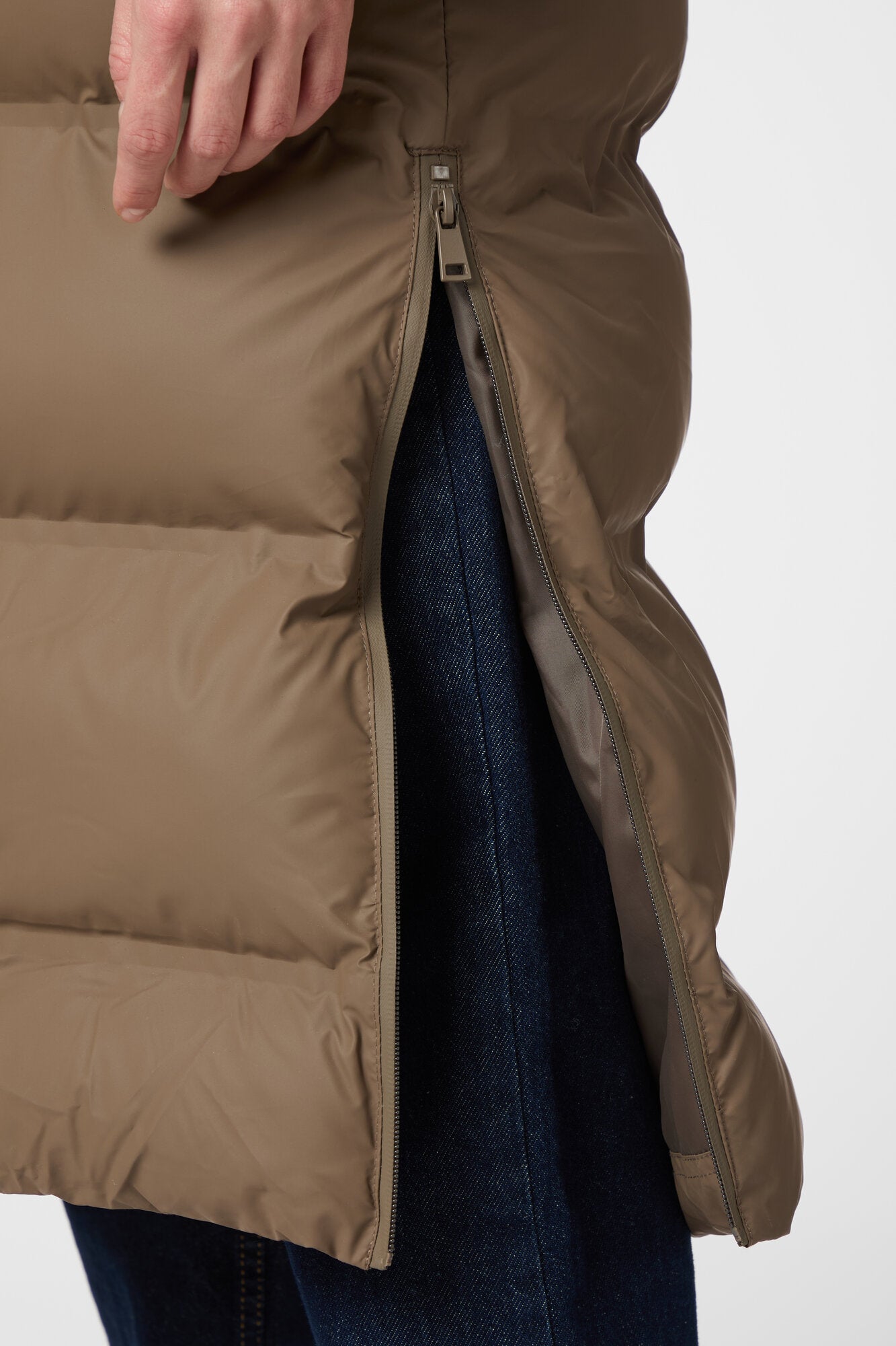 Viviana Puffer dunjakke - Dark Taupe